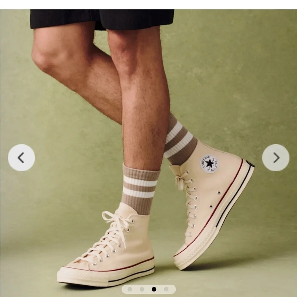 Bombas natural vintage stripes Beige Ribbed   Socks with White Stripes L